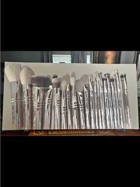 Decorative Canvas Art - Silver Makeup Brushes